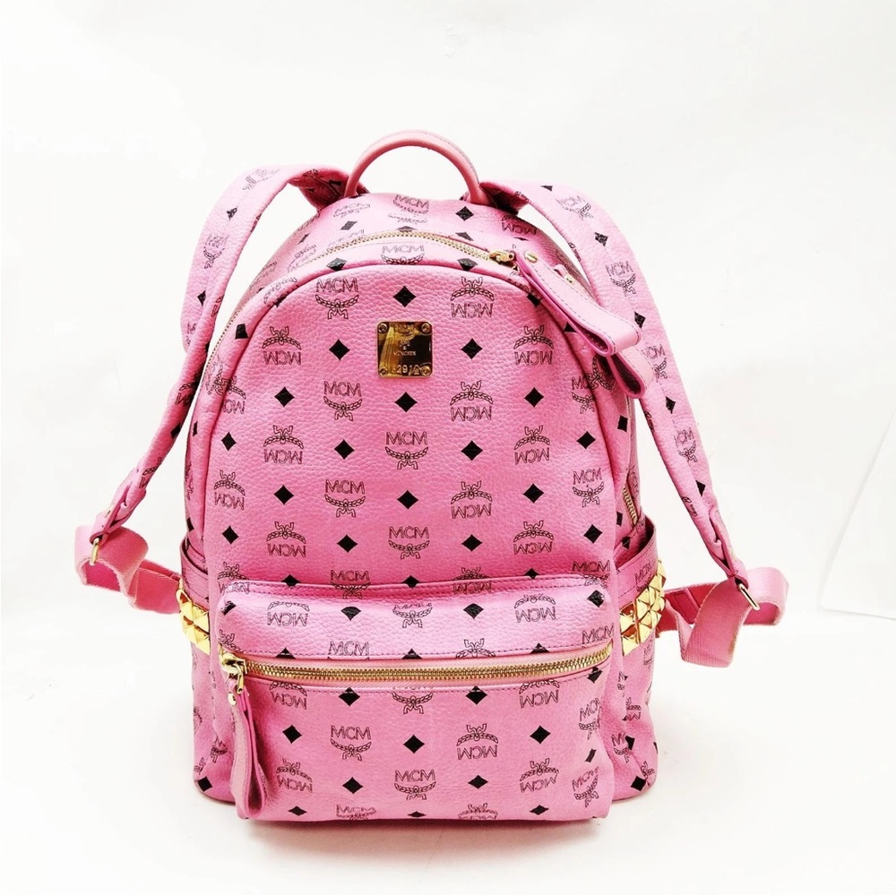 MCM Pink Backpack with Gold Details